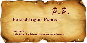 Petschinger Panna névjegykártya
